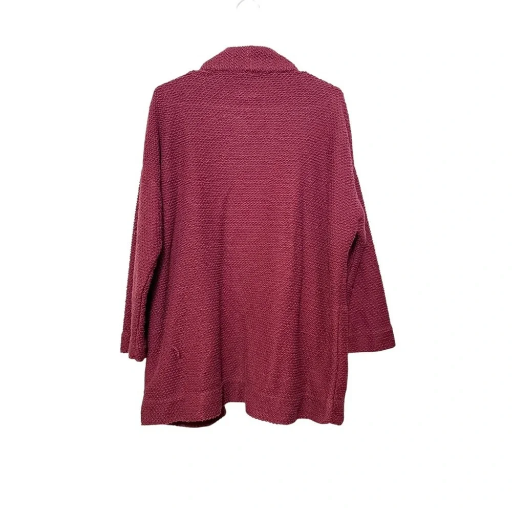 Marine‎ Layer Birdseye Knit Textured Open Front Cardigan Burgundy Women's Large